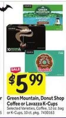 Green Mountain, Donut Shop Coffee or Lavazza K-Cups