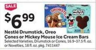 Nestlé Drumstick, Oreo Cones or Mickey Mouse Ice Cream Bars