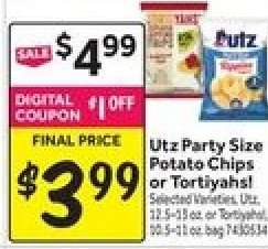Utz Party Size Potato Chips or Tortiyahs!