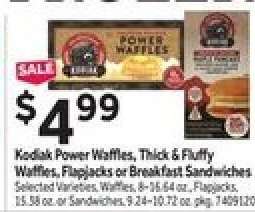 Kodiak Power Waffles, Thick & Fluffy Waffles, Flapjacks or Breakfast Sandwiches