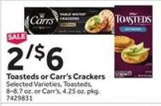 Toasted or Carr’s Crackers