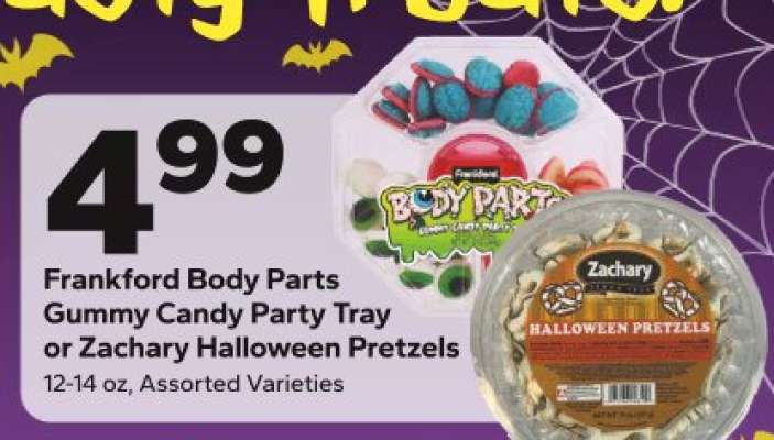 Frankford Body Parts Gummy Candy Party Tray or Zachary Halloween Pretzels