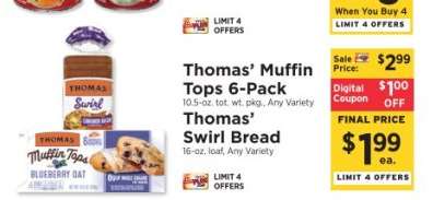 Thomas’ Muffin Tops 6-Pack / Thomas’ Swirl Bread
