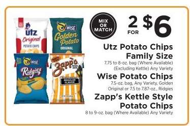 Utz Potato Chips Family Size, Wise Potato Chips, Zapp’s Kettle Style Potato Chips