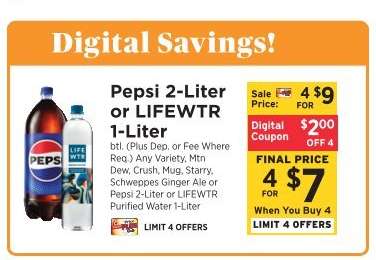 Pepsi 2-Liter or Lifewtr 1-Liter