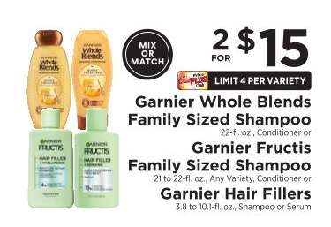 Garnier Whole Blends Family Sized Shampoo or Garnier Fructis Family Sized Shampoo or Garnier Hair Fillers