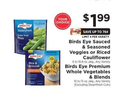 Birds Eye Sauced & Seasoned Veggies or Riced Cauliflower