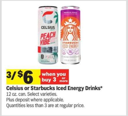Celsius or Starbucks Iced Energy Drinks