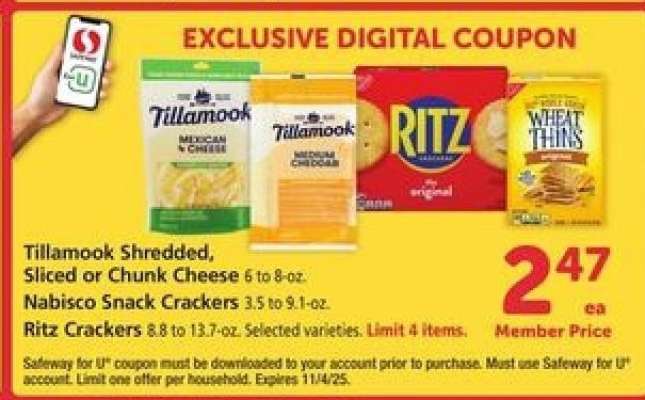 Tillamook Cheese & Nabisco Snack Crackers