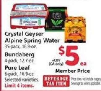 Crystal Geyser Alpine Spring Water, Bundaberg, Pure Leaf
