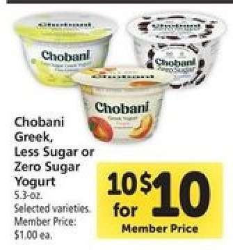 Chobani Greek, Less Sugar or Zero Sugar Yogurt