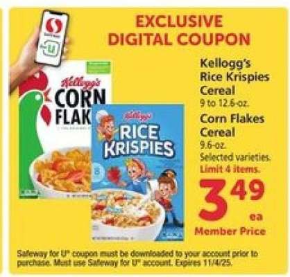 Kellogg's Rice Krispies Cereal / Corn Flakes Cereal