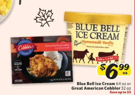 Blue Bell Ice Cream or Great American Cobbler