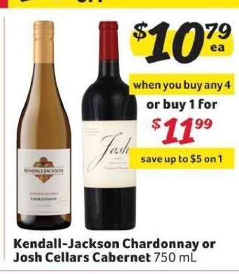 Kendall-Jackson Chardonnay or Josh Cellars Cabernet