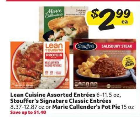 Lean Cuisine Assorted Entrées, Stouffer's Signature Classic Entrées or Marie Callender's Pot Pie