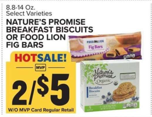 Nature's Promise Breakfast Biscuits or Food Lion Fig Bars