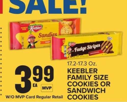Keebler Family Size Cookies or Sandwich Cookies