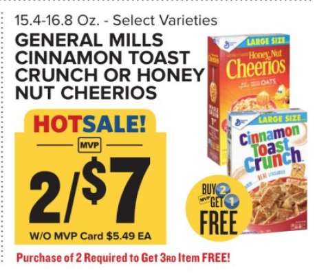General Mills Cinnamon Toast Crunch or Honey Nut Cheerios