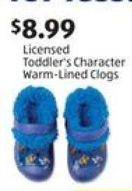 Licensed Toddler's Character Warm-Lined Clogs