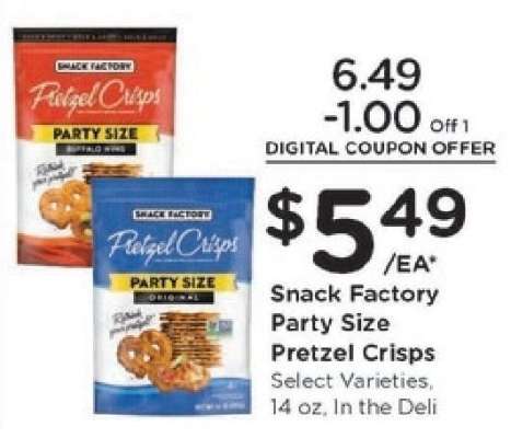 Snack Factory Party Size Pretzel Crisps