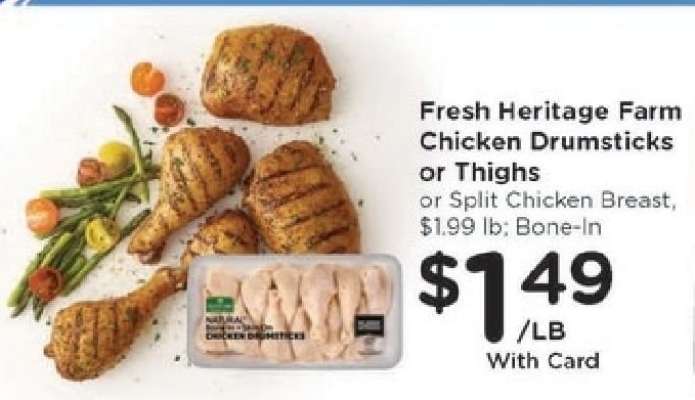 Fresh Heritage Farm Chicken Drumsticks or Thighs