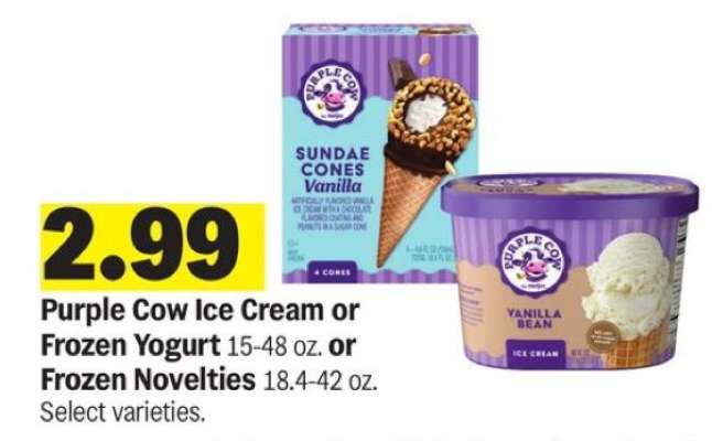 Purple Cow Ice Cream or Frozen Yogurt or Frozen Novelties