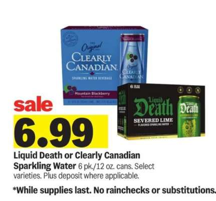 Liquid Death or Clearly Canadian Sparkling Water