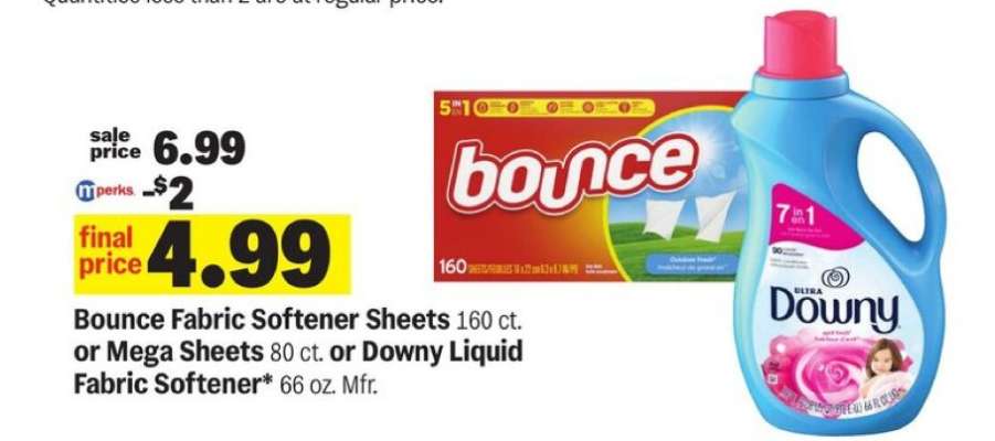 Bounce Fabric Softener Sheets or Mega Sheets or Downy Liquid Fabric Softener