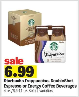 Starbucks Frappuccino, DoubleShot Espresso or Energy Coffee Beverages