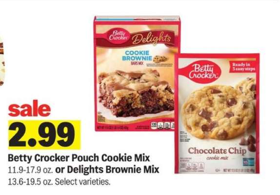 Betty Crocker Pouch Cookie Mix or Delights Brownie Mix