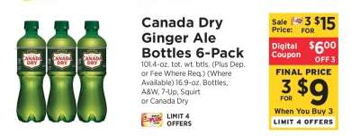 Canada Dry Ginger Ale Bottles 6-Pack