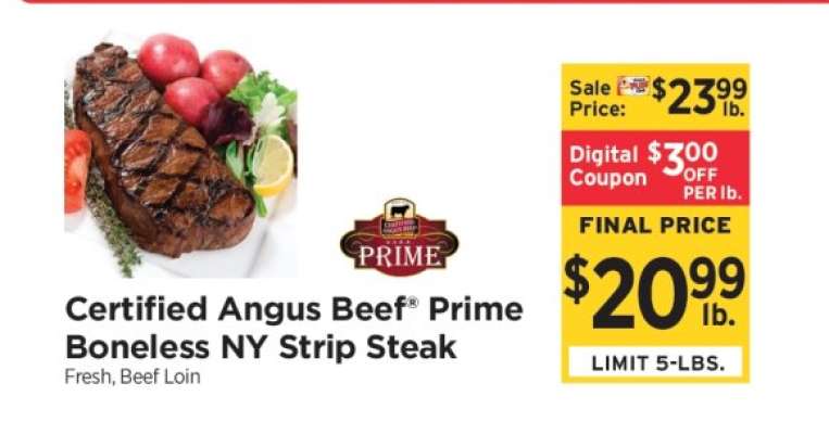 Certified Angus Beef Prime Boneless NY Strip Steak