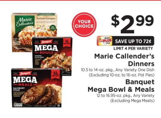 Marie Callender’s Dinners & Banquet Mega Bowl & Meals