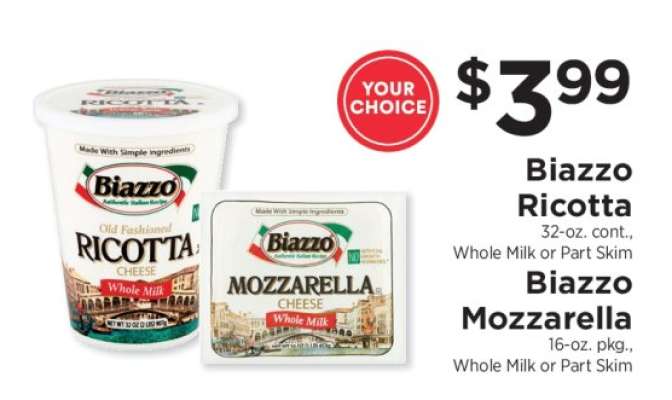 Biazzo Ricotta or Mozzarella