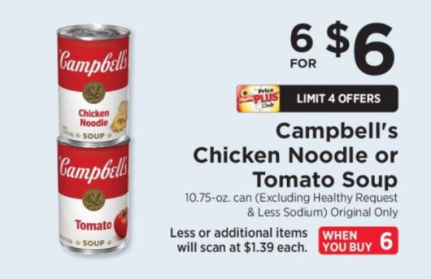 Campbell's Chicken Noodle or Tomato Soup