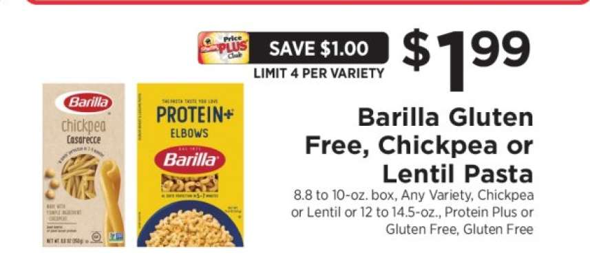 Barilla Gluten Free, Chickpea or Lentil Pasta