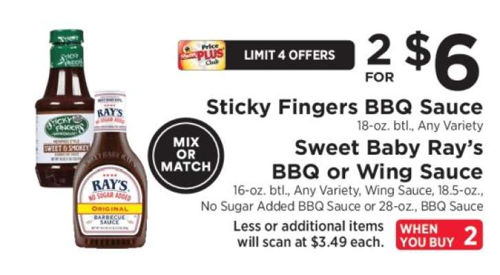 Sticky Fingers BBQ Sauce / Sweet Baby Ray's BBQ or Wing Sauce