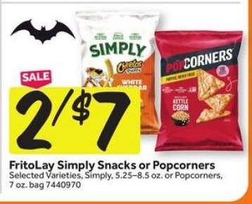 FritoLay Simply Snacks or Popcorners