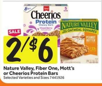 Nature Valley, Fiber One, Mott's or Cheerios Protein Bars