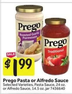 Prego Pasta or Alfredo Sauce