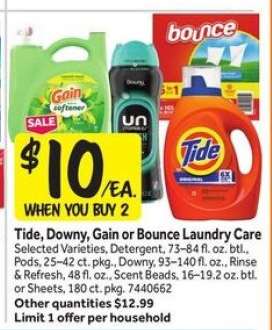 Tide, Downy, Gain or Bounce Laundry Care