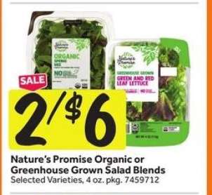 Nature’s Promise Organic or Greenhouse Grown Salad Blends