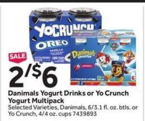 Danimals Yogurt Drinks or Yo Crunch Yogurt Multipack