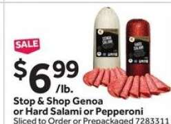 Stop & Shop Genoa or Hard Salami or Pepperoni