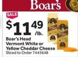 Boar's Head Vermont White or Yellow Cheddar Cheese