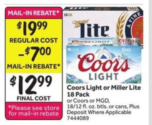 Coors Light or Miller Lite 18 Pack