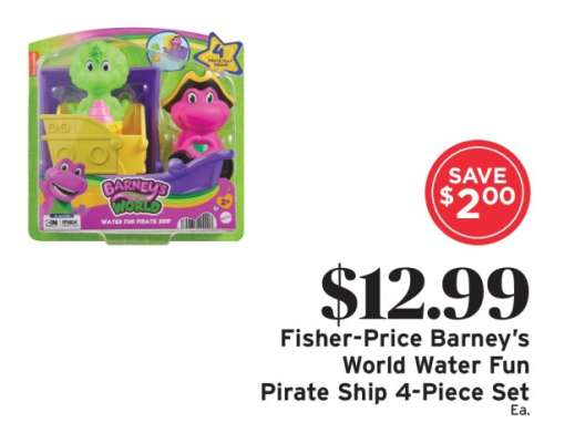 Fisher-Price Barney's World Water Fun Pirate Ship 4-Piece Set