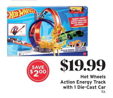 Hot Wheels Action Energy Track with 1 Die-Cast Car