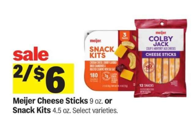 Meijer Cheese Sticks or Snack Kits