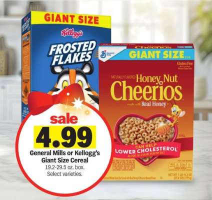 General Mills or Kellogg's Giant Size Cereal